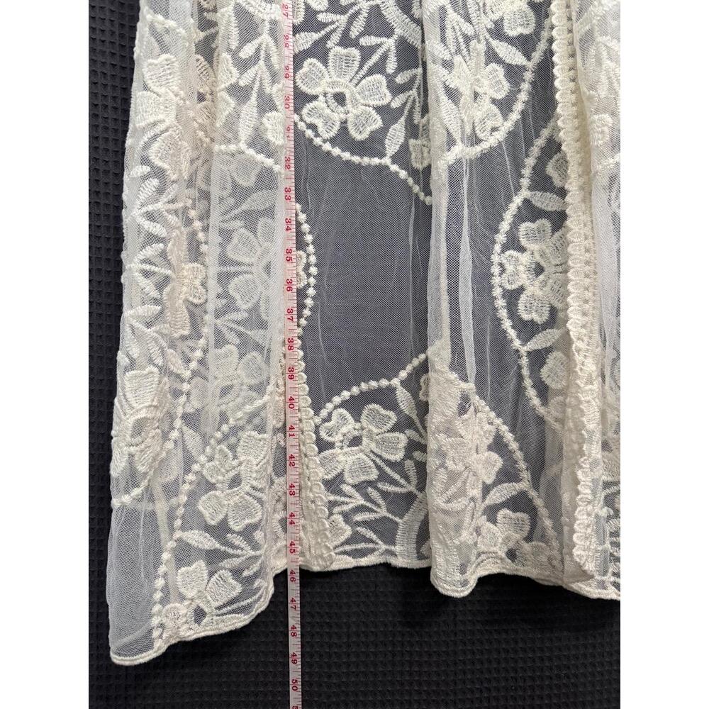 Kimono Womens One Size Ivory Boho Sheer Lace Floral Pattern Open Front Romantic - Picture 4 of 6